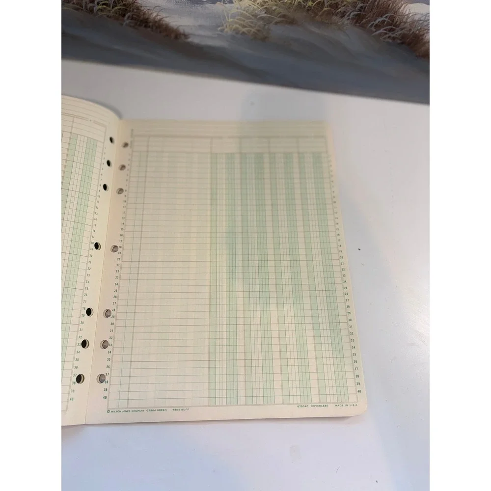 Vintage Wilson Jones Column Write G 7504 4 Column Ledger Pad 11x8.5 Green 1968